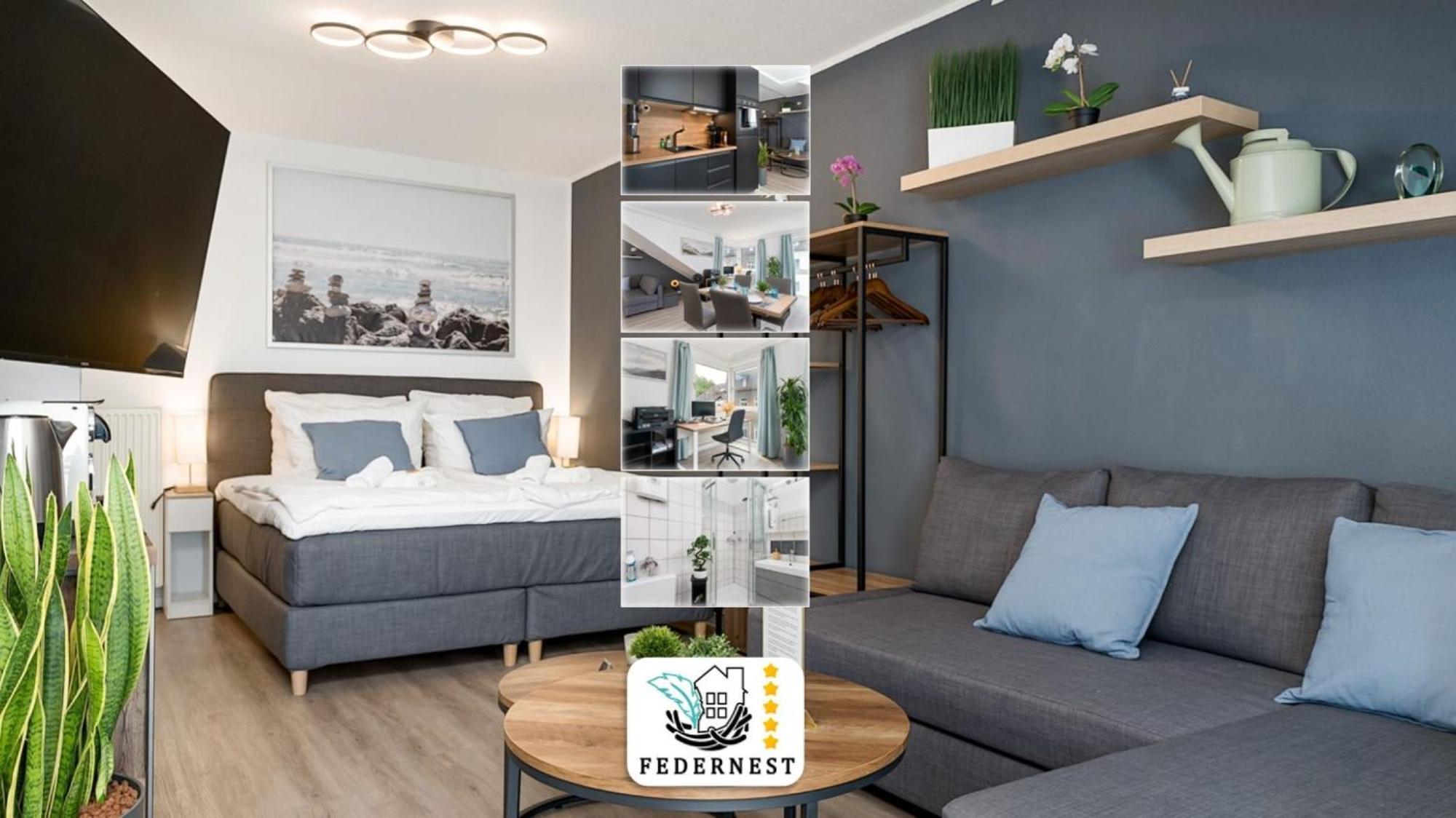 Federnest - Luxus-Studio - Kingsize Boxspringbett - Home-Office Mit Monitor Und Drucker - 11 Min Hbf Duisburg Eksteriør billede